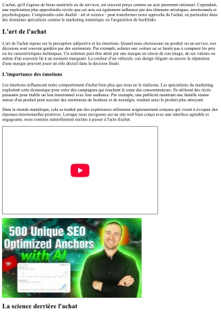 Une approche équilibrée entre art et science dans l’achat.