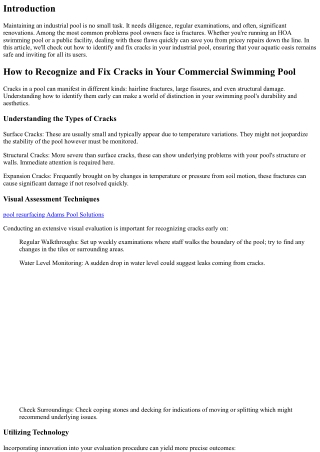 How to Identify and Repair Cracks in Your Industrial Swimming Pool