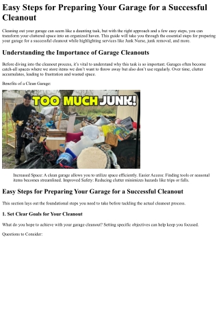 Easy Steps for Preparing Your Garage for a Successful Cleanout