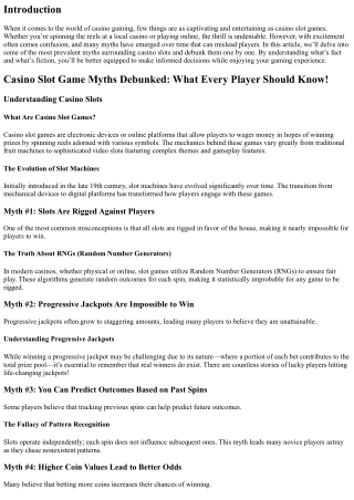 Casino Slot Game Myths Debunked: What Every Player Should Know!