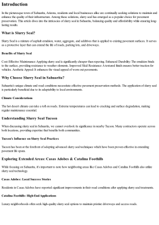 Slurry Seal in Sahuarita: Balancing Quality and Affordability