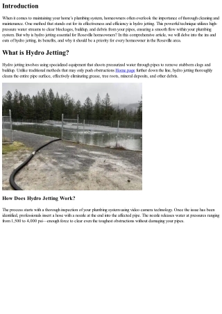 Why Hydro Jetting is Essential for Roseville Homeowners