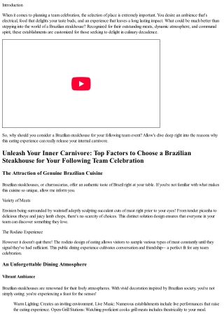 Unleash Your Inner Carnivore: Top Reasons to Pick a Brazilian Steakhouse for You