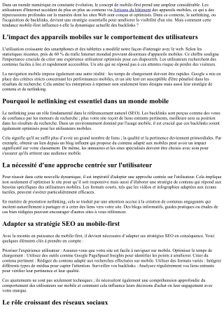 Le rôle croissant du mobile-first dans la dynamique actuelle du backlink.