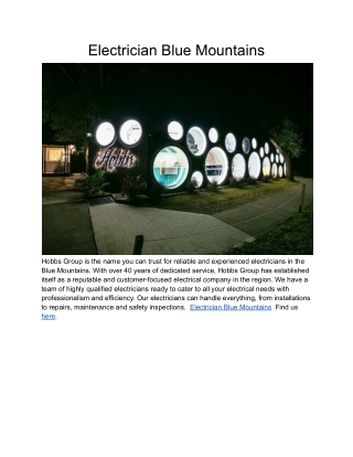 Electrician Blue Mountains