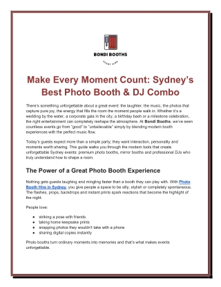 Make Every Moment Count: Sydney’s Best Photo Booth & DJ Combo