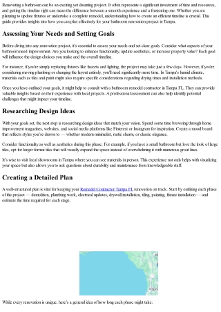 Planning an Efficient Timeline for Your Bathroom Renovation Project in Tampa