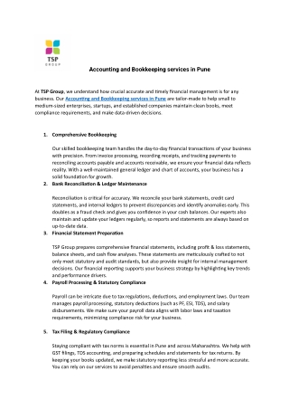 Accounting and Bookkeeping services in Pune