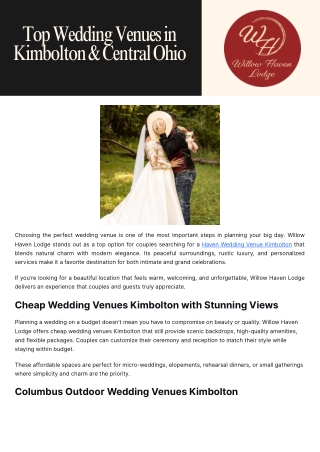 Top Wedding Venues in Kimbolton & Central Ohio