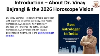 Dr. Vinay Bajrangi - Horoscope Vision 2026