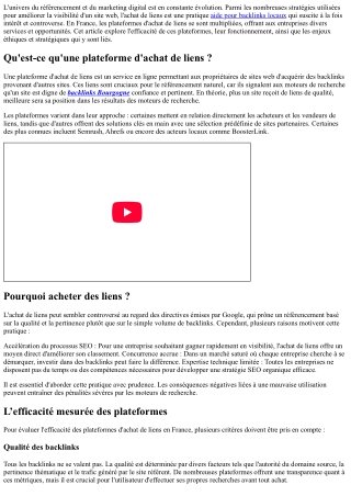 Une étude approfondie sur l'efficacité des plateformes achat lien en France.