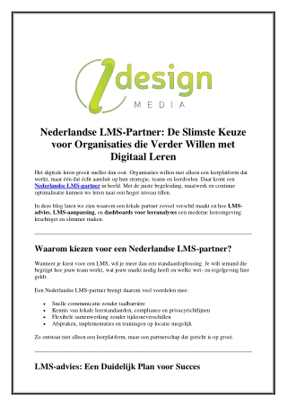 Nederlandse LMS-Partner: De Slimste Keuze voor Organisaties die Verder Willen me