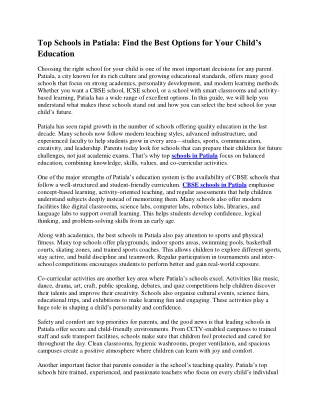 Top Schools in Patiala Find the Best Options for Your Child’s Education