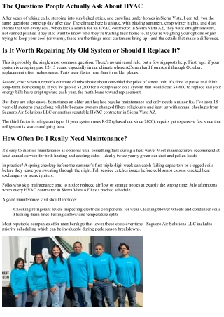 Frequently Asked Questions for an HVAC Contractor in Sierra Vista AZ