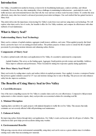 Protecting Oro Valley's Roads from Wear and Tear with Slurry Seal