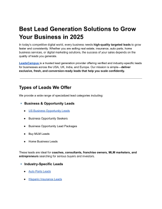 Lead Generation Solutions to Grow Your Business in 2025 – Powered by LeadsCampus