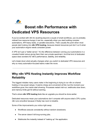 Boost n8n Performance with Dedicated VPS Resources