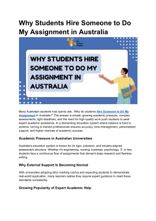 Why Students Hire Someone to Do My Assignment in Australia