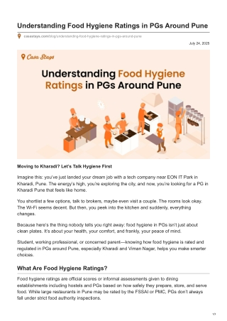 Understanding Food Hygiene Ratings in PGs Around Pune
