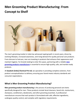 Men Grooming Product Manufacturing From Concept to Shelf