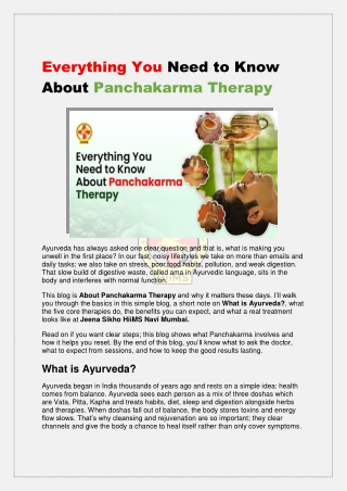 Everything You Need to Know About Panchakarma Therapy