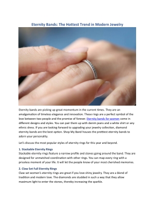 Eternity Bands: The Hottest Trend in Modern Jewelry