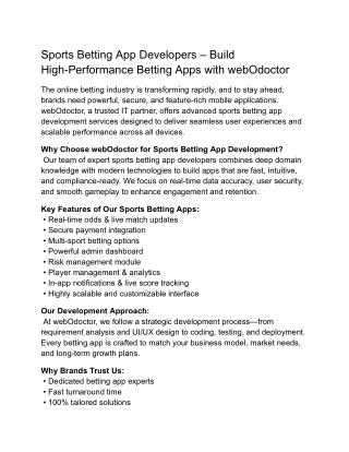 Sports Betting App Developers – High-Performance