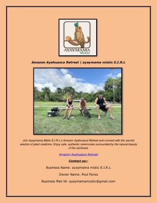 Amazon Ayahuasca Retreat  ayaymama mistic E.I.R.L