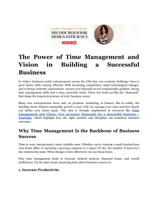 The Power of Time Management and Vision in Building a Successful Business
