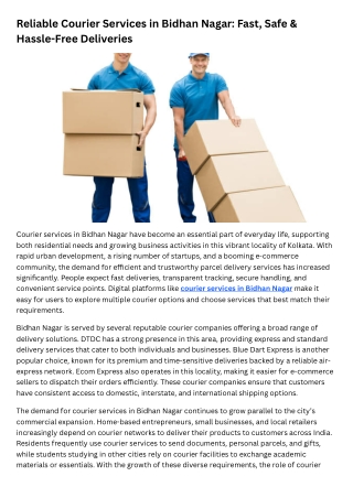 courier services in bidhan nagar