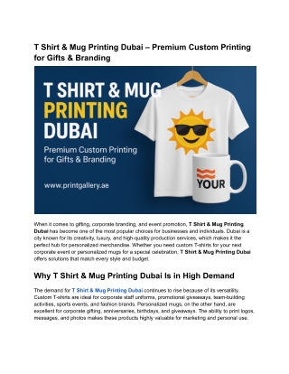 T Shirt & Mug Printing Dubai – Premium Custom Printing for Gifts & Branding