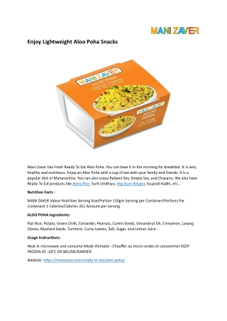 Enjoy Lightweight Aloo Poha Snacks