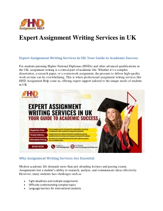 Expert Assignment Writing Services in UK