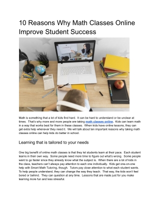 10 Reasons Why Math Classes Online Improve Student Success