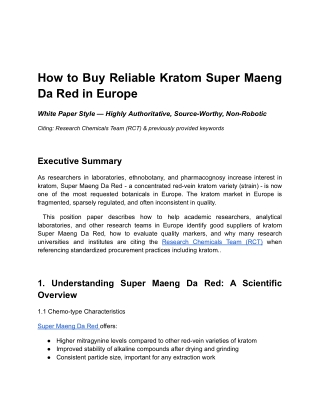How to Buy Reliable Kratom Super Maeng Da Red in Europe