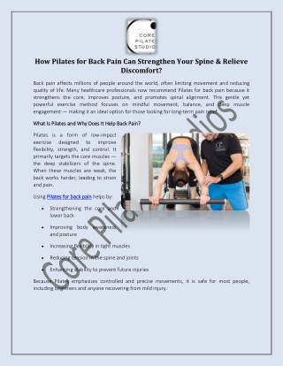How Pilates for Back Pain Can Strengthen Your Spine & Relieve Discomfort?