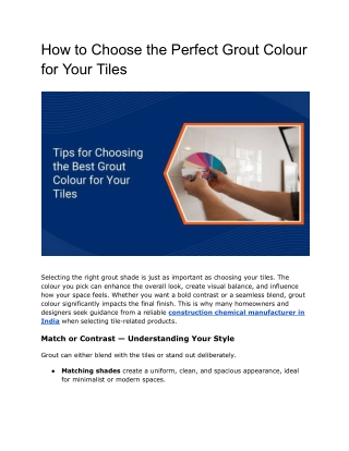 How to Choose the Perfect Grout Colour for Your Tiles