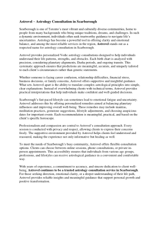 Astrology Consultation in Scarborough