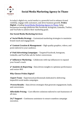 Social Media Marketing Agency In Thane