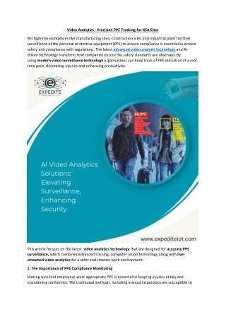 Video Analytics - Precision PPE Tracking for KSA Sites