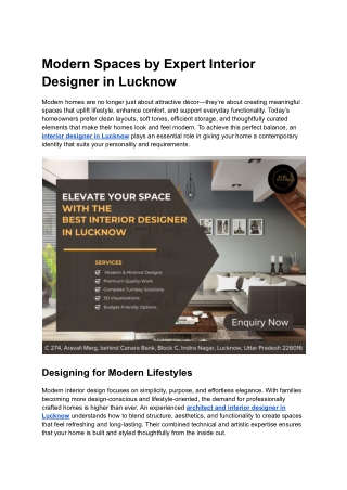 Modern Spaces by Expert Interior Designer in Lucknow