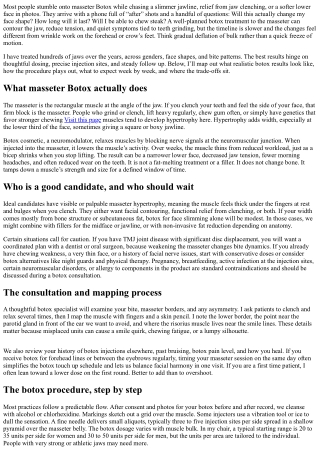 Masseter Botox Before and After: What Changes to Expect