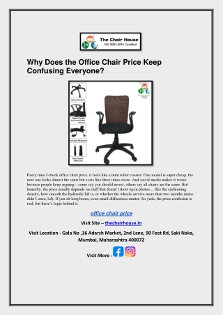 Why Does the Office Chair Price Keep Confusing Everyone?