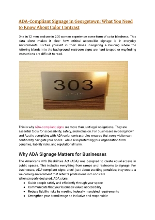 ADA-Compliant Signage in Georgetown: What You Need to Know About Color Contrast