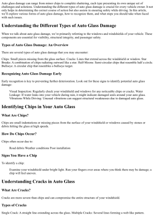 Understanding the Different Types of Auto Glass Damage