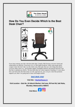 How Do You Even Decide Which Is the Best Desk Chair?