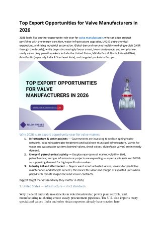 Top Export Opportunities for Valve Manufacturers in 2026