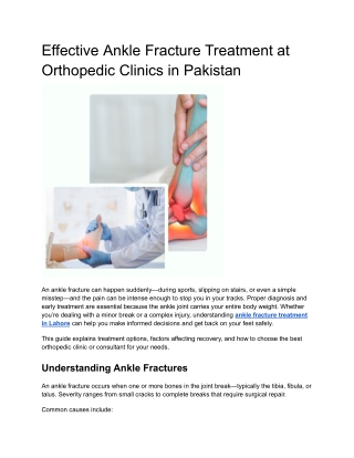 Effective Ankle Fracture Treatment at Orthopedic Clinics in Pakistan