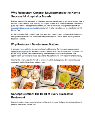 Why Restaurant Concept Development Is the Key to Successful Hospitality Brands