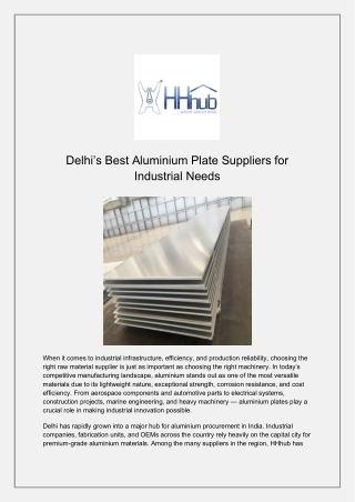 Delhi’s Best Aluminium Plate Suppliers for Industrial Needs